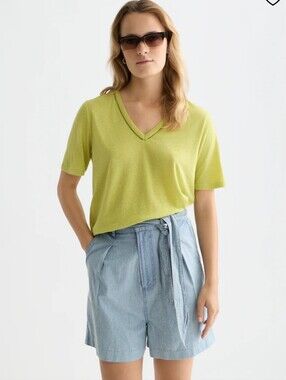 NWT! Linen V-Neck ShirtScotch & Soda Desert Solstice Women Extra Large XL NEW